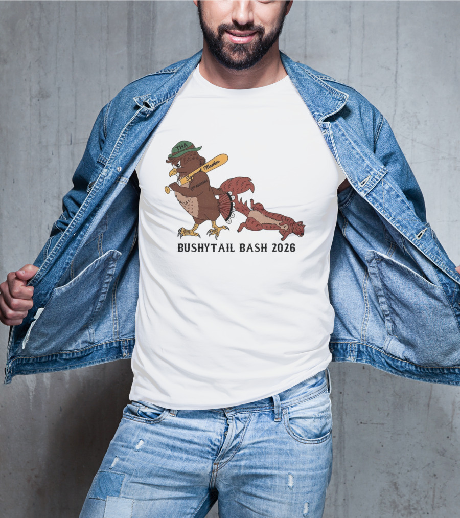 Bushytail Bash 2026 THA Squirrel Masher Owl Baseball T-Shirt