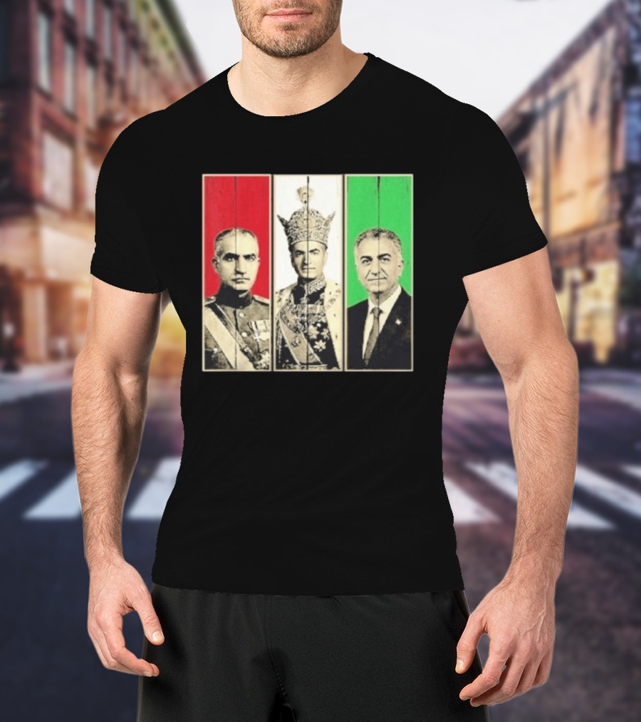 Pahlavi Dynasty Generations Reza Shah Mohammad Reza Iran Flag T-Shirt