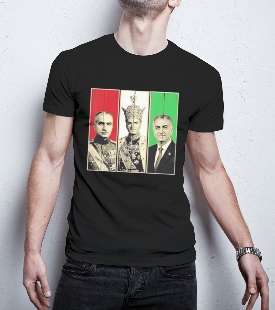 Pahlavi Dynasty Generations Reza Shah Mohammad Reza Iran Flag T-Shirt