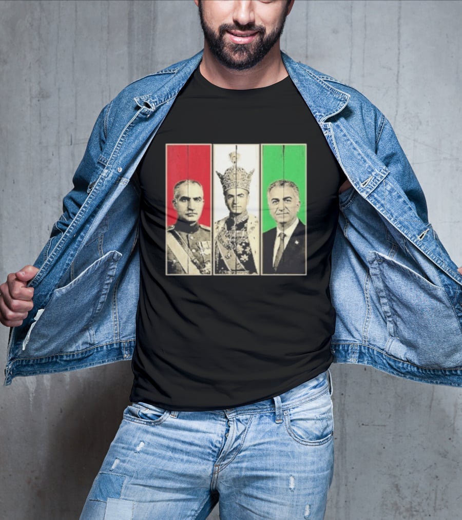 Pahlavi Dynasty Generations Reza Shah Mohammad Reza Iran Flag T-Shirt