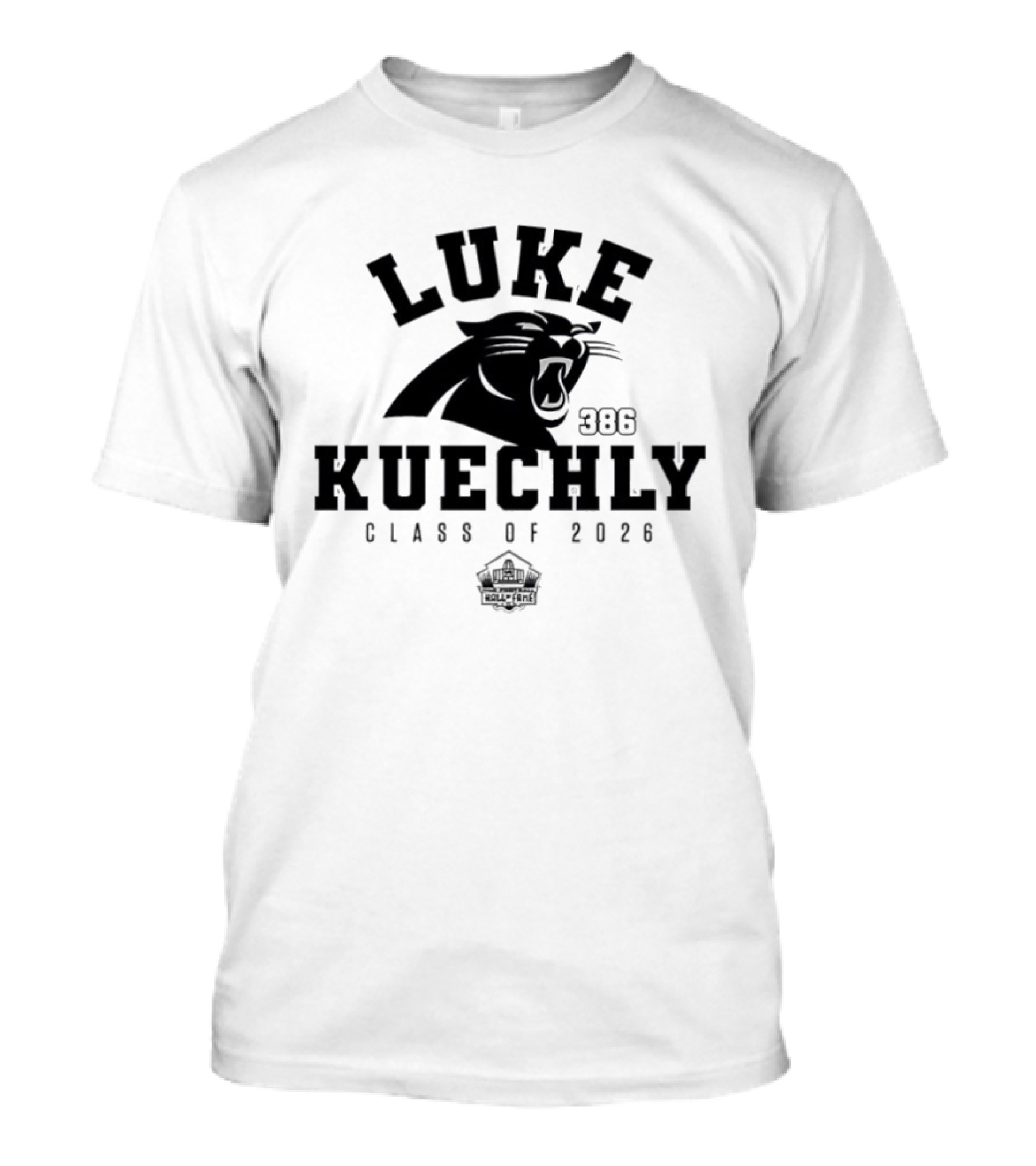 Luke Kuechly Carolina Panthers 386 Class Of 2026 Pro Football Hall Of Fame T-Shirt