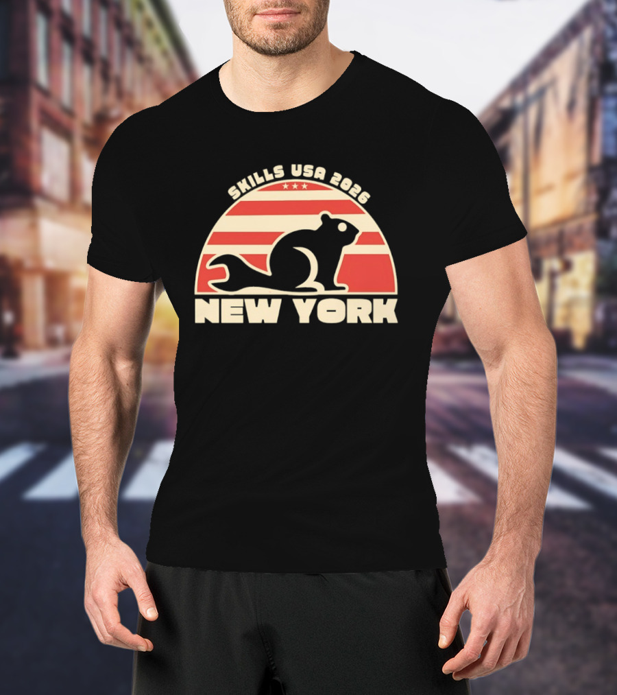 Skills USA 2026 New York Patriotic Beaver Flag T-Shirt