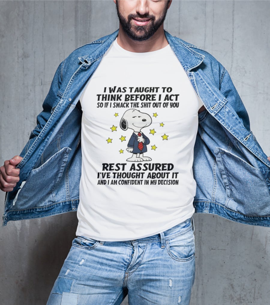Snoopy Thinking Before Acting Humor T-Shirt