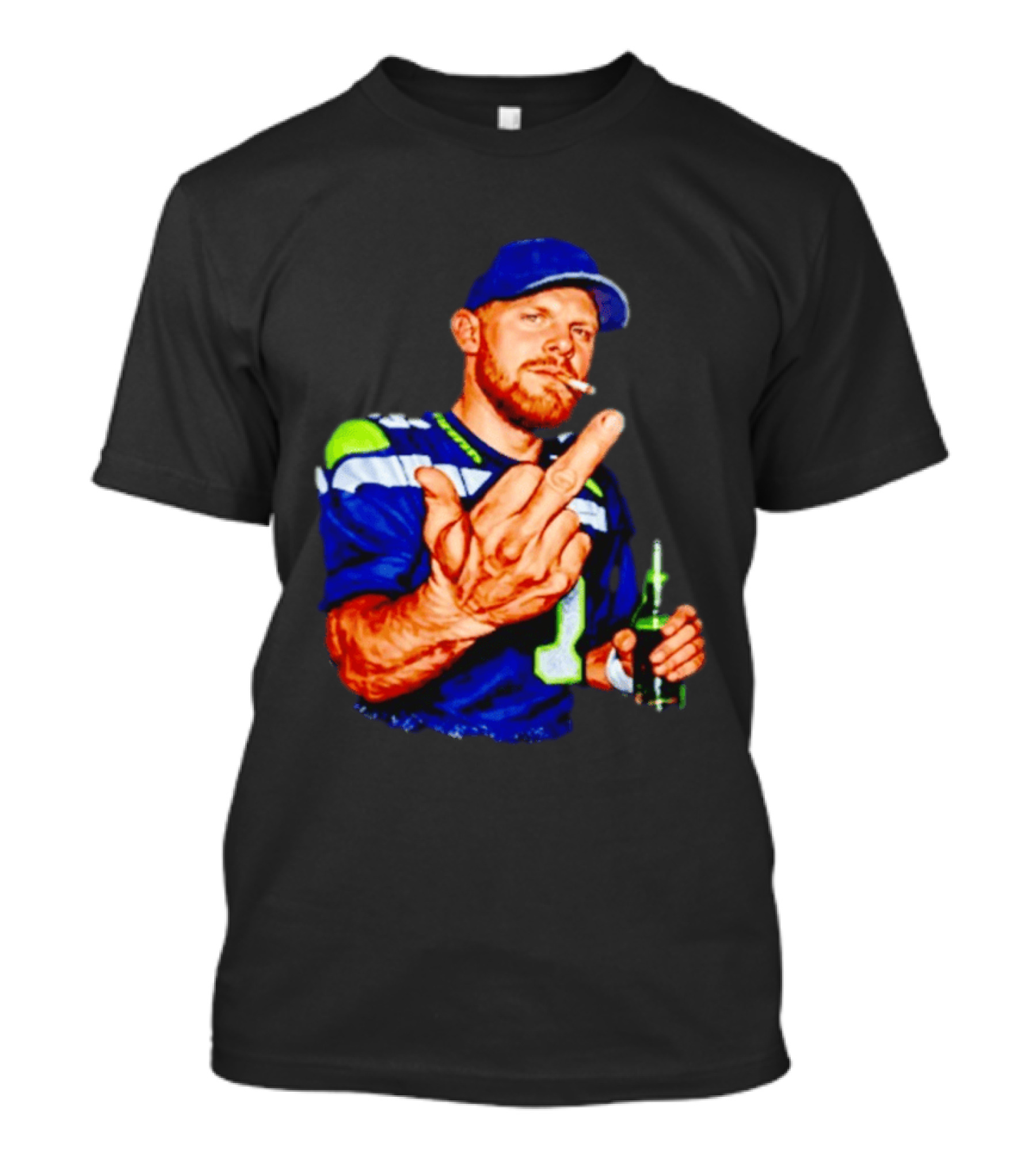 Ernest Jones Seahawks Sam Darnold Middle Finger Beer Cigarette T-Shirt