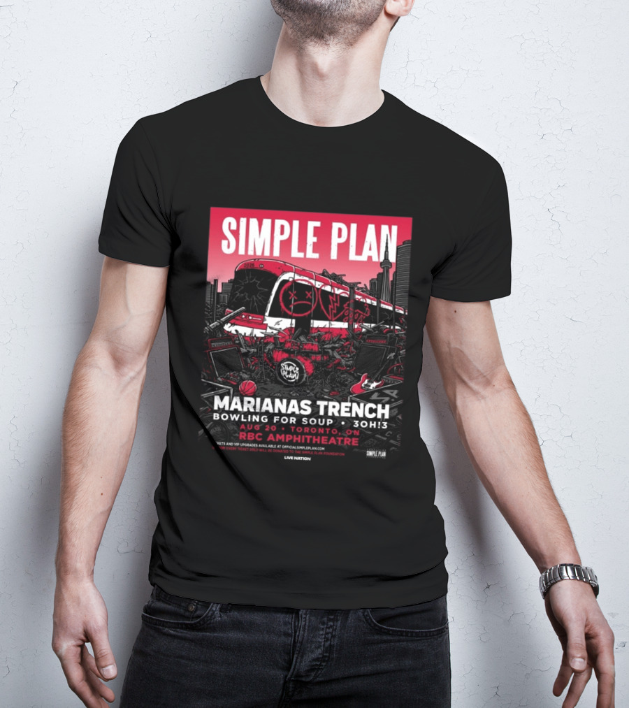 Simple Plan Marianas Trench Bowling For Soup 3OH!3 2026 Toronto RBC Amphitheatre August 20 T-Shirt