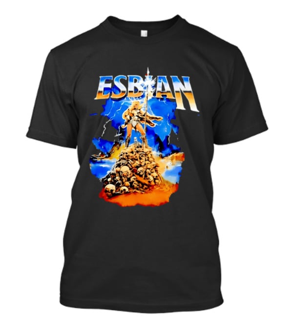 Lesbian Fantasy Lightning Warrior Epic Skull Mountain T-Shirt