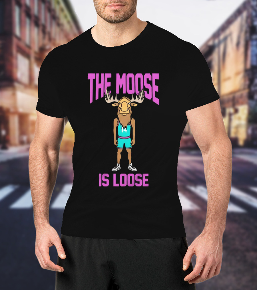 The Moose Is Loose Charlotte Hornets Basketball Player Cartoon T-Shirt