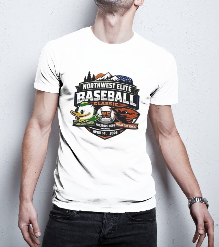 Northwest Elite Baseball Classic Oregon Ducks Vs Oregon State Beavers Hillsboro Hops Ballpark April 14 2026 T-Shirt