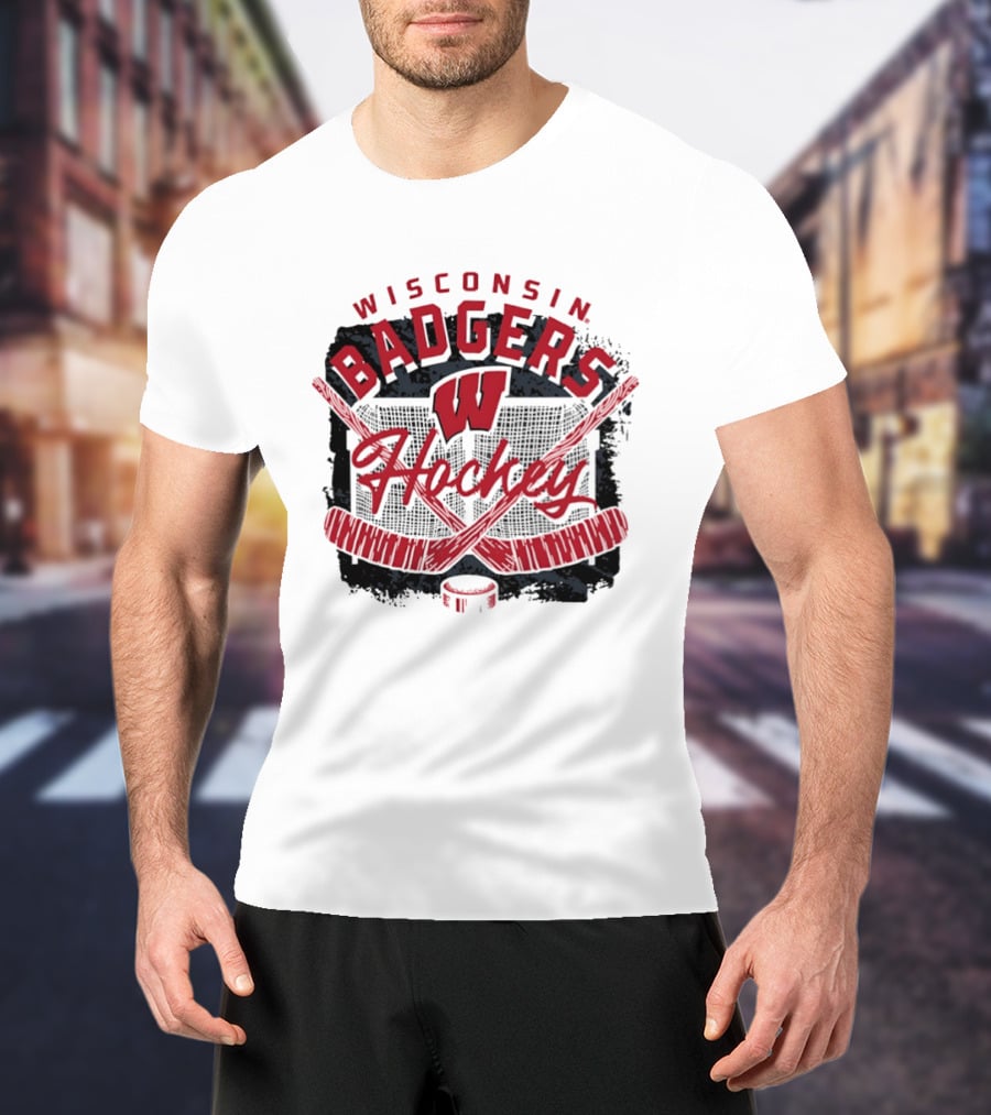 Wisconsin Badgers Hockey W Logo Hockey Sticks T-Shirt