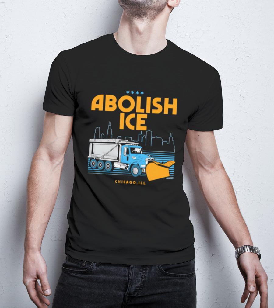 Abolish Ice Chicago ILL Snowplow Benefit Truck Skyline T-Shirt