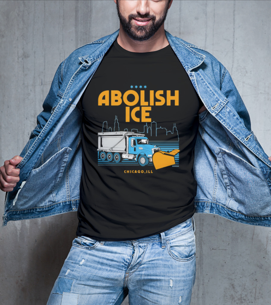 Abolish Ice Chicago ILL Snowplow Benefit Truck Skyline T-Shirt