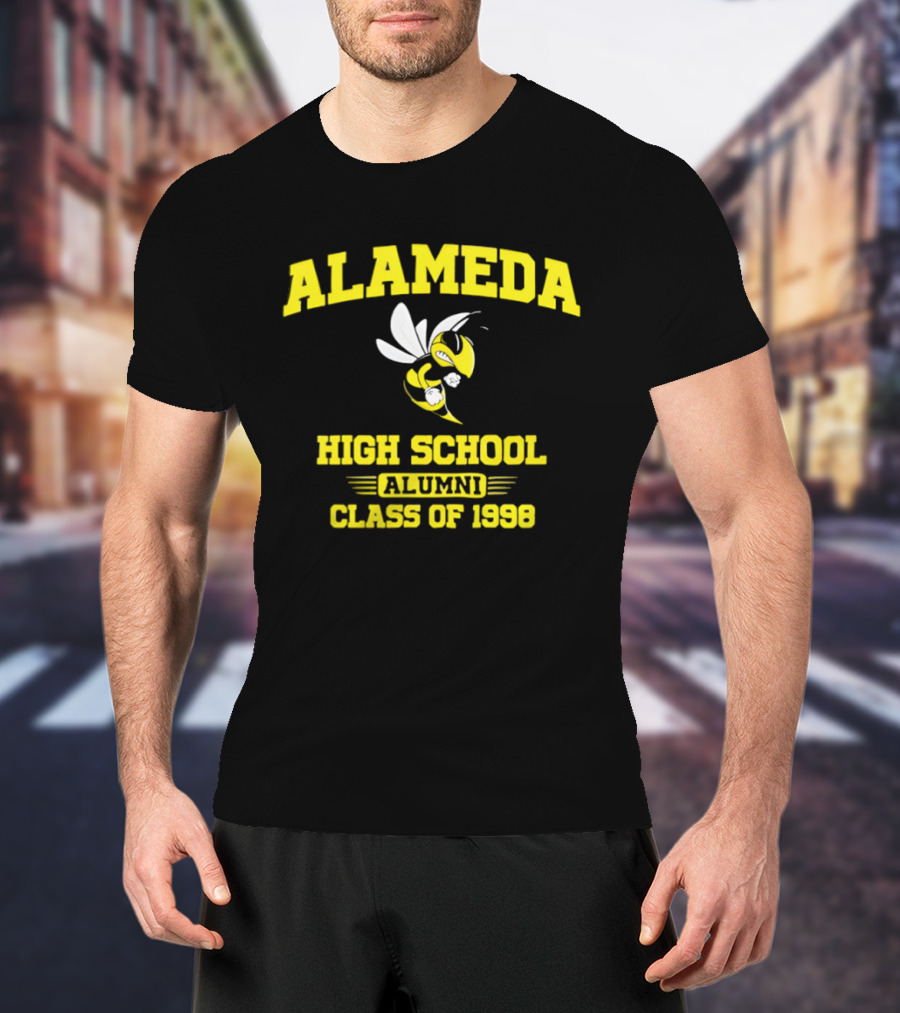 Alameda High School Alumni Class Of 1998 Hornet Yellow And White T-Shirt