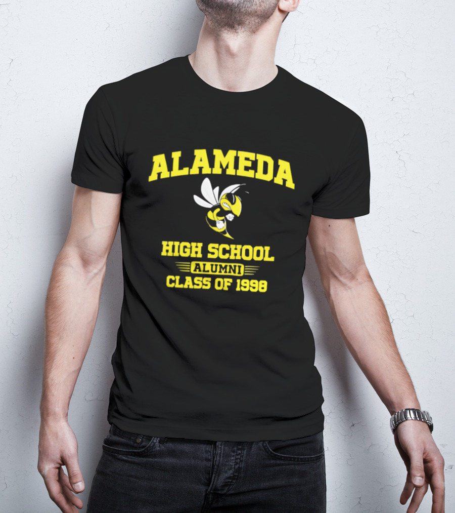 Alameda High School Alumni Class Of 1998 Hornet Yellow And White T-Shirt