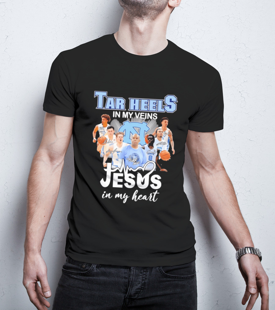 Tar Heels In My Veins Hubert Davis Jesus In My Heart T-Shirt
