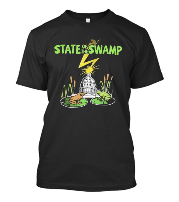 STATE OF THE SWAMP Capitol Frogs And Lightning Bolt Scene T-Shirt