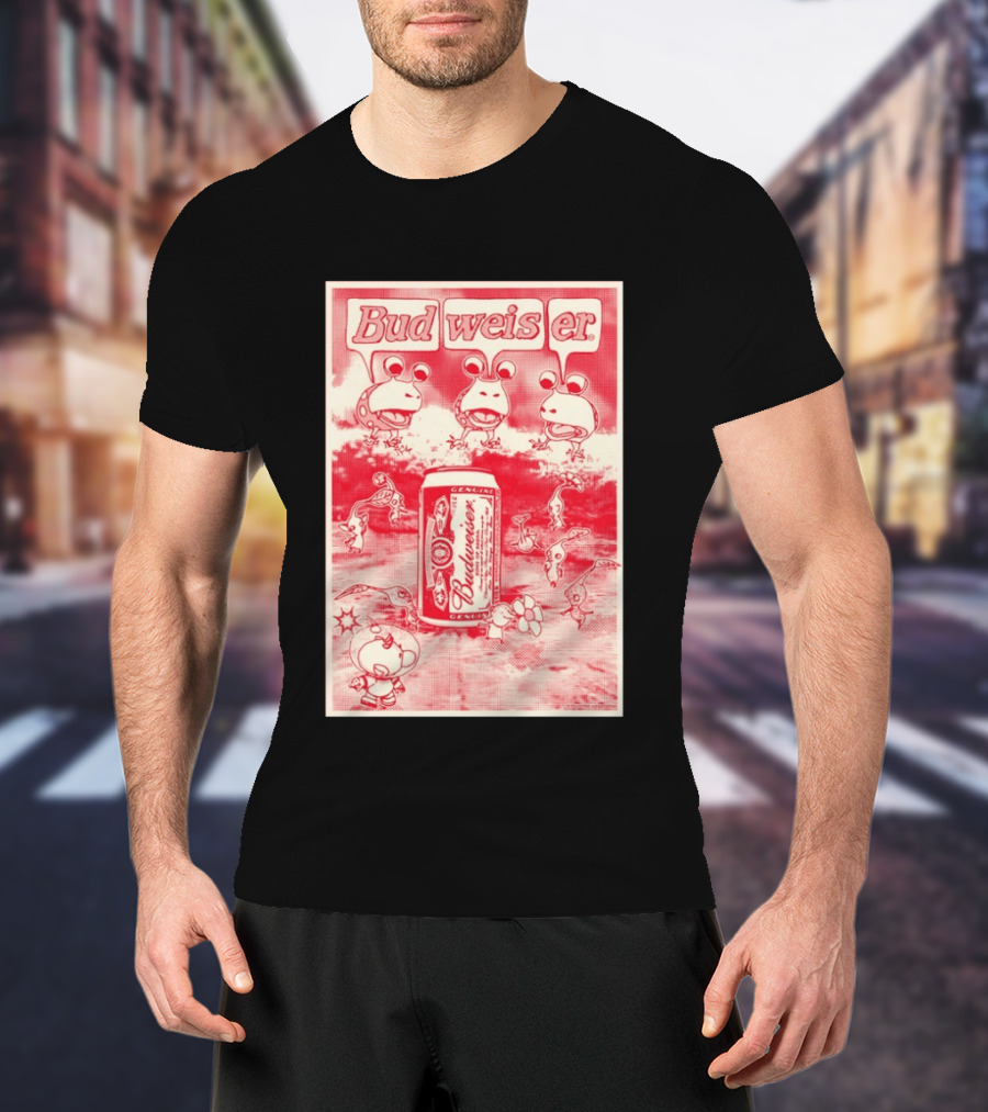 Budweiser Bud Weis Er Anheuser Busch Beer Can Frog Characters T-Shirt