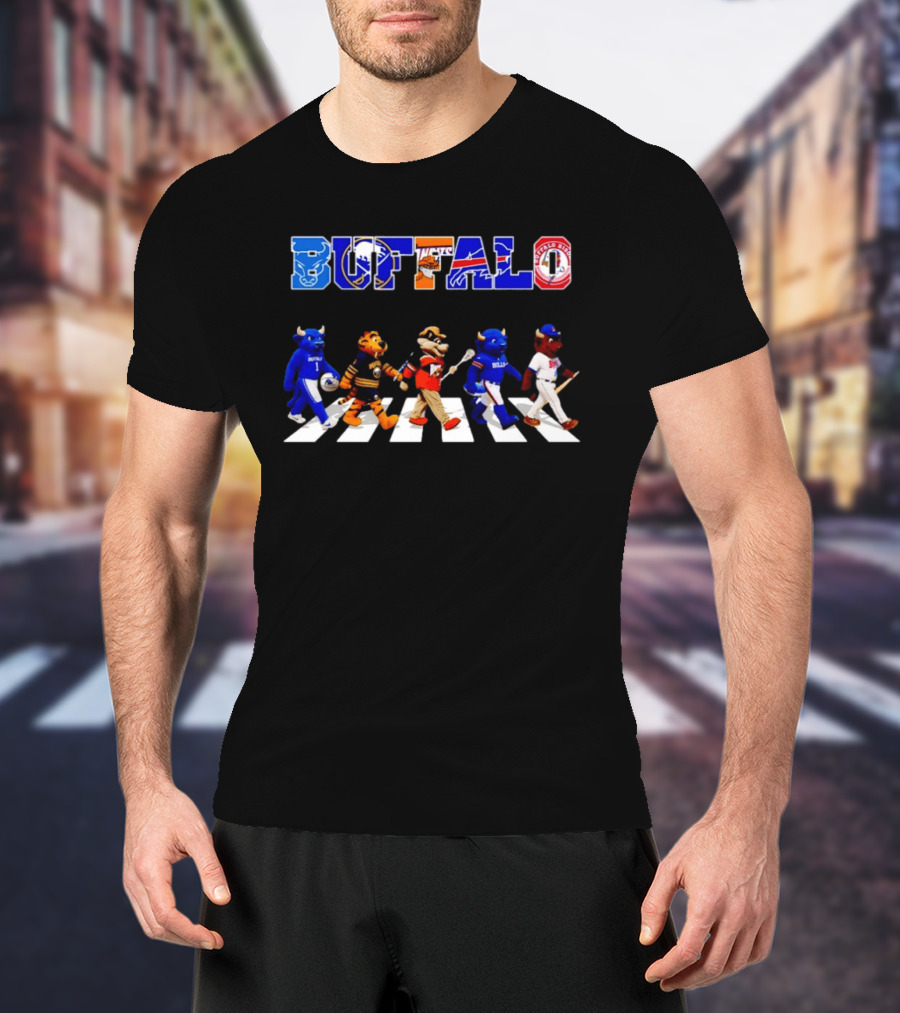 Buffalo Bills Sabres Bisons Mascots Abbey Road T-Shirt