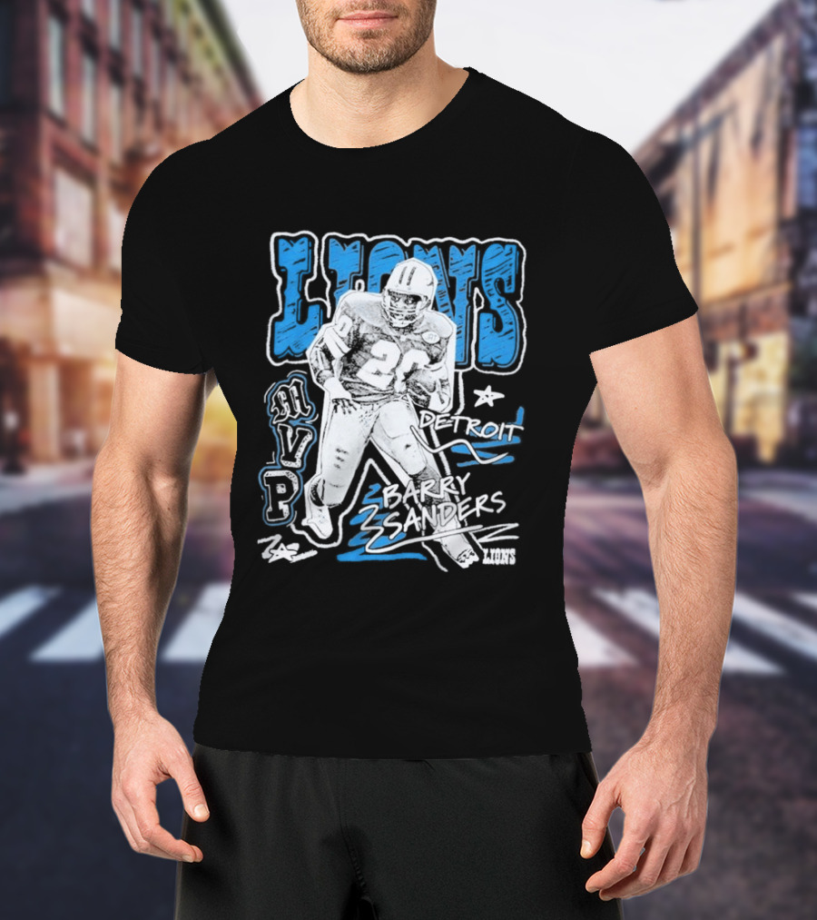 Detroit Lions MVP Barry Sanders Mitchell & Ness Chalked Up T-Shirt