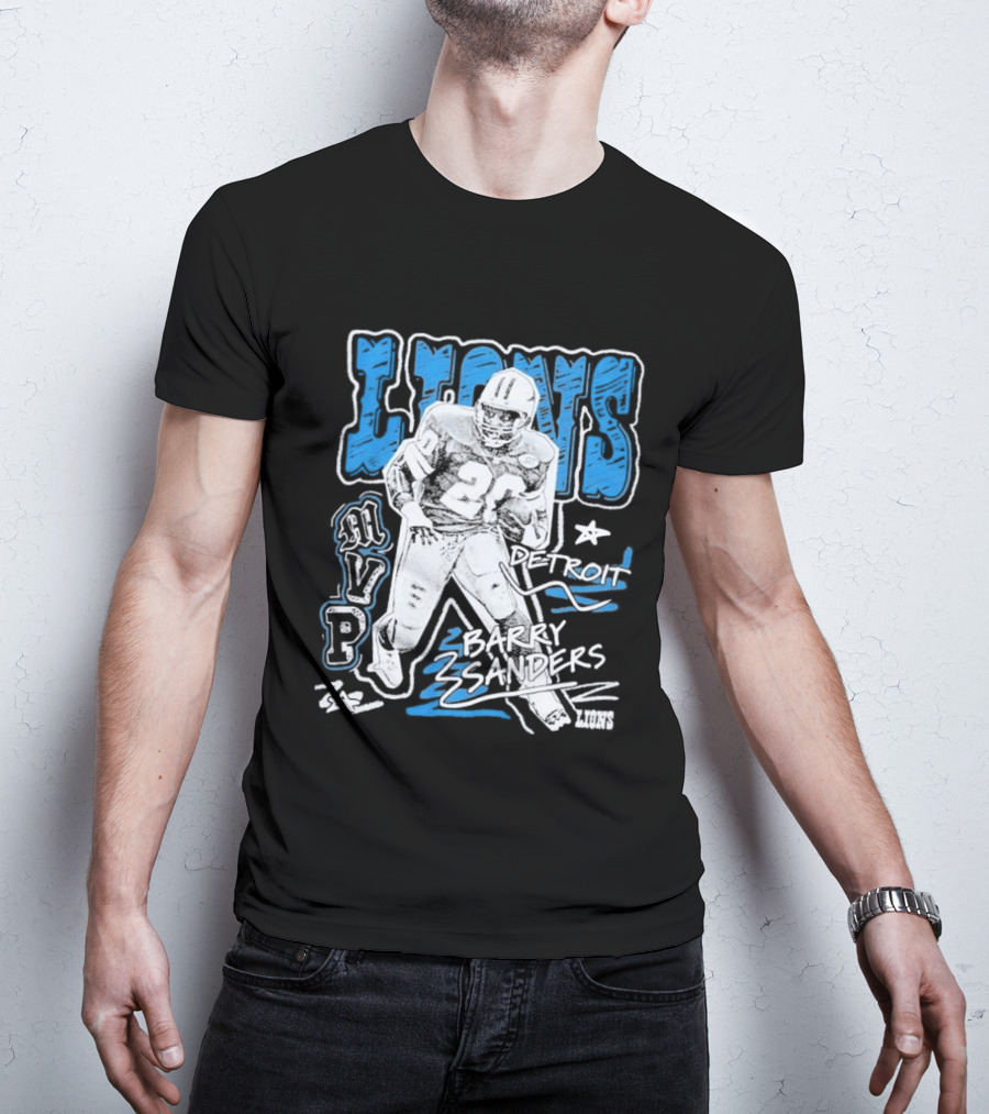 Detroit Lions MVP Barry Sanders Mitchell & Ness Chalked Up T-Shirt