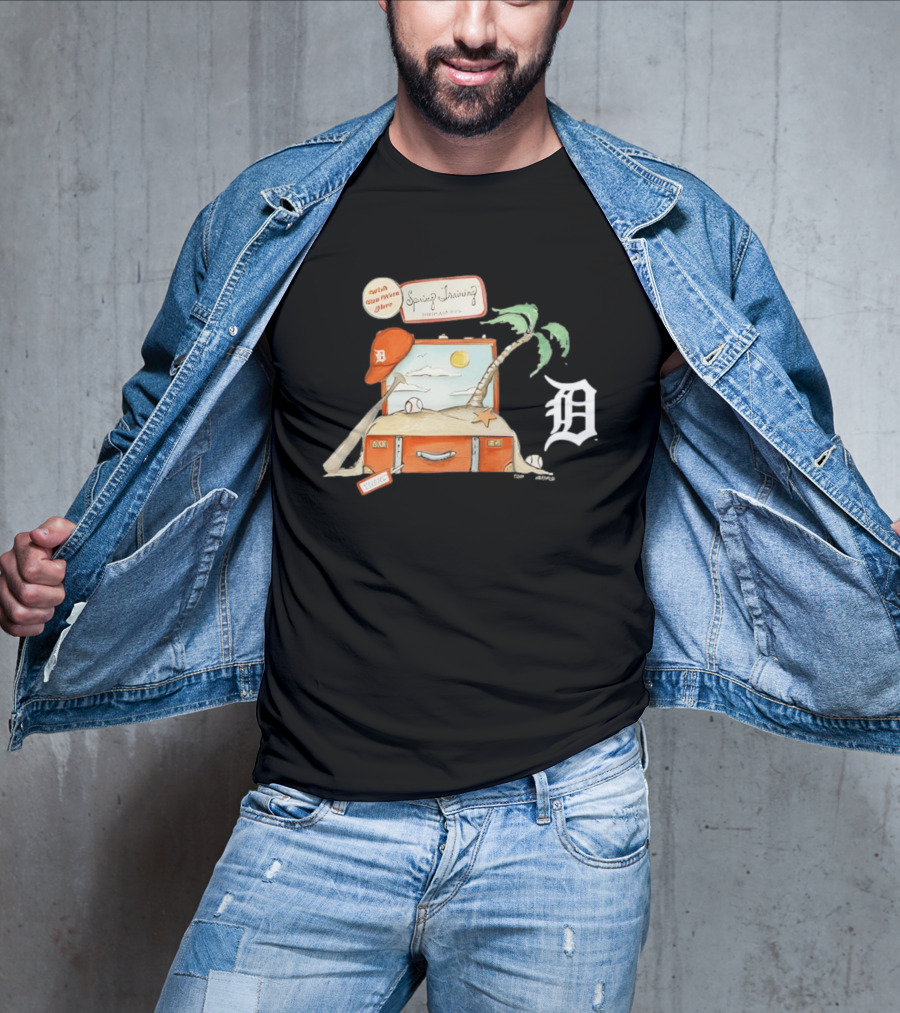 Detroit Tigers Tiny Turnip 2026 Spring Training Palm Tree Baseball Vintage Suitcase T-Shirt