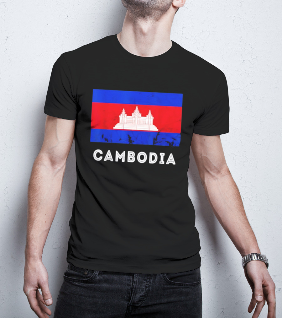 Cambodia Flag With Angkor Wat T-Shirt