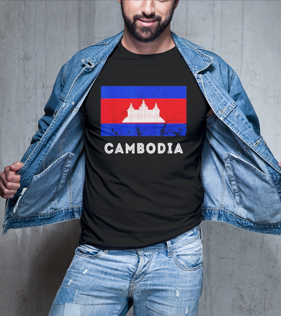 Cambodia Flag With Angkor Wat T-Shirt