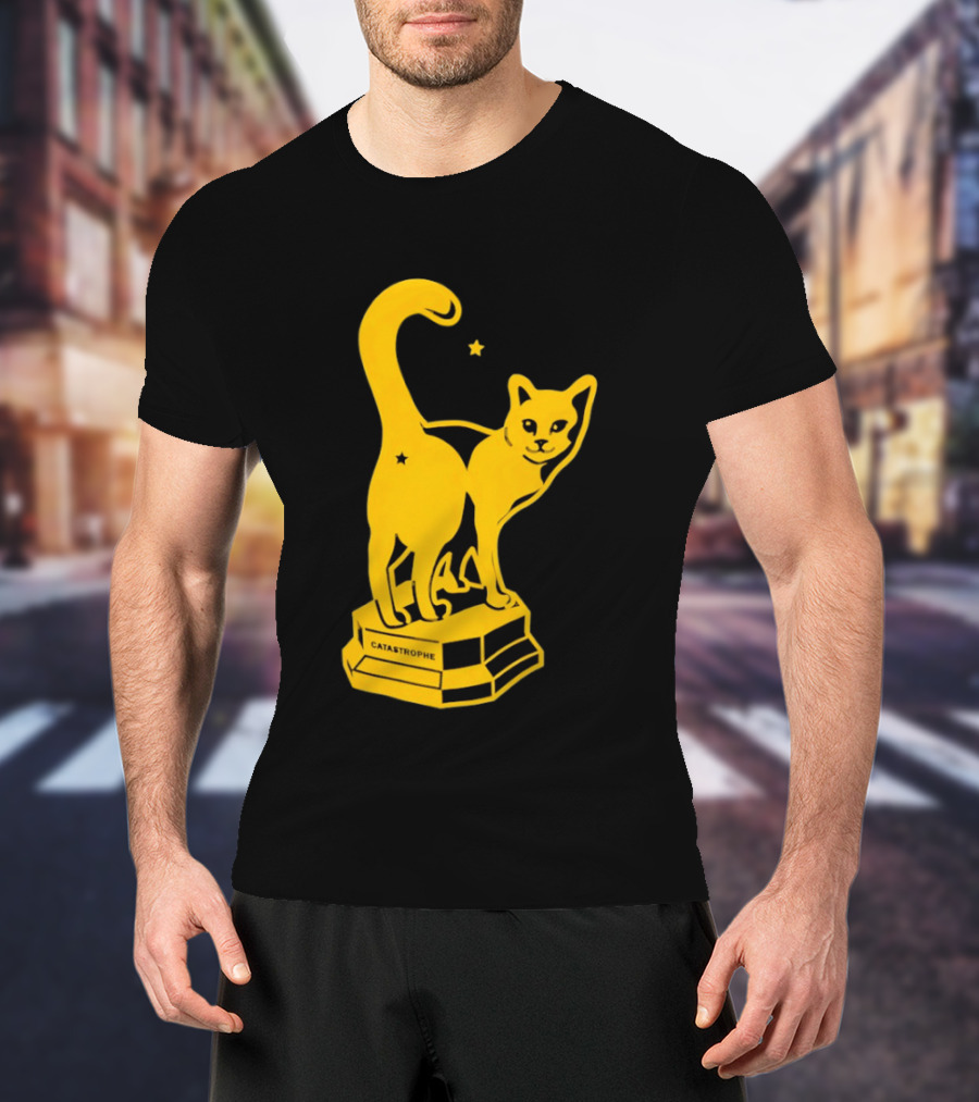 Catastrophe Cat Trophy Black Yellow Star Award T-Shirt