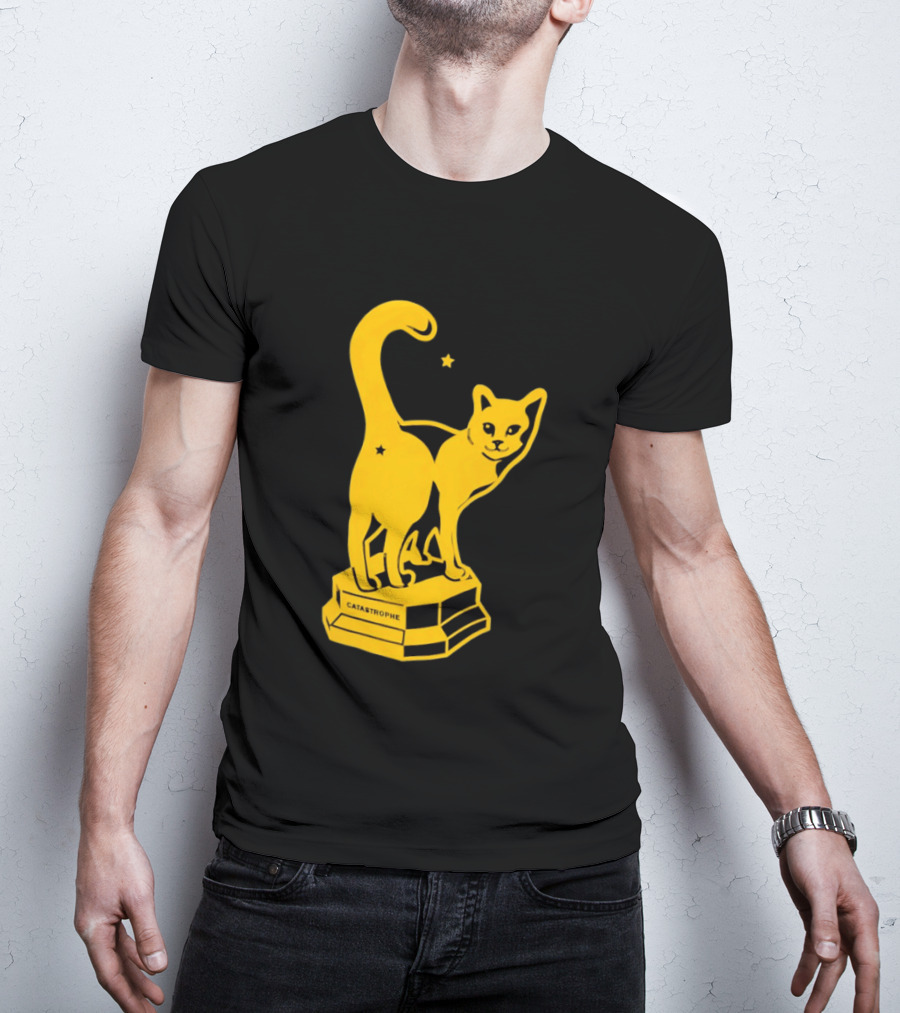 Catastrophe Cat Trophy Black Yellow Star Award T-Shirt