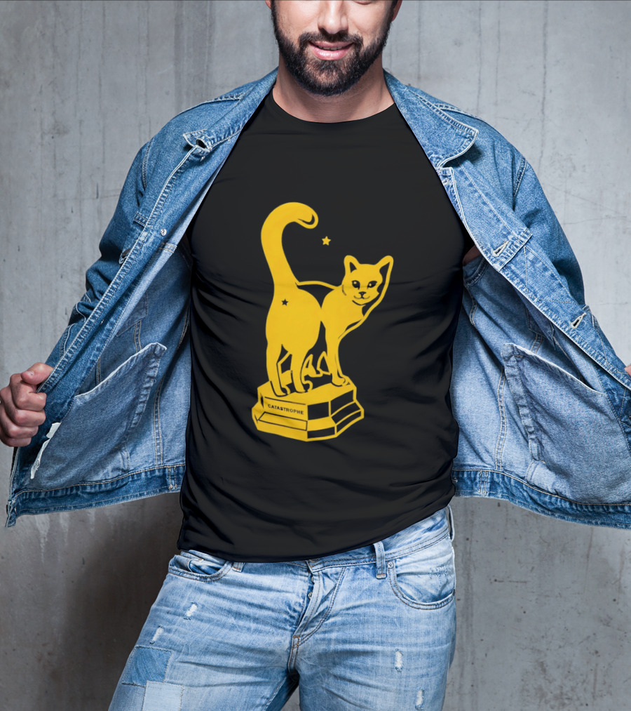 Catastrophe Cat Trophy Black Yellow Star Award T-Shirt