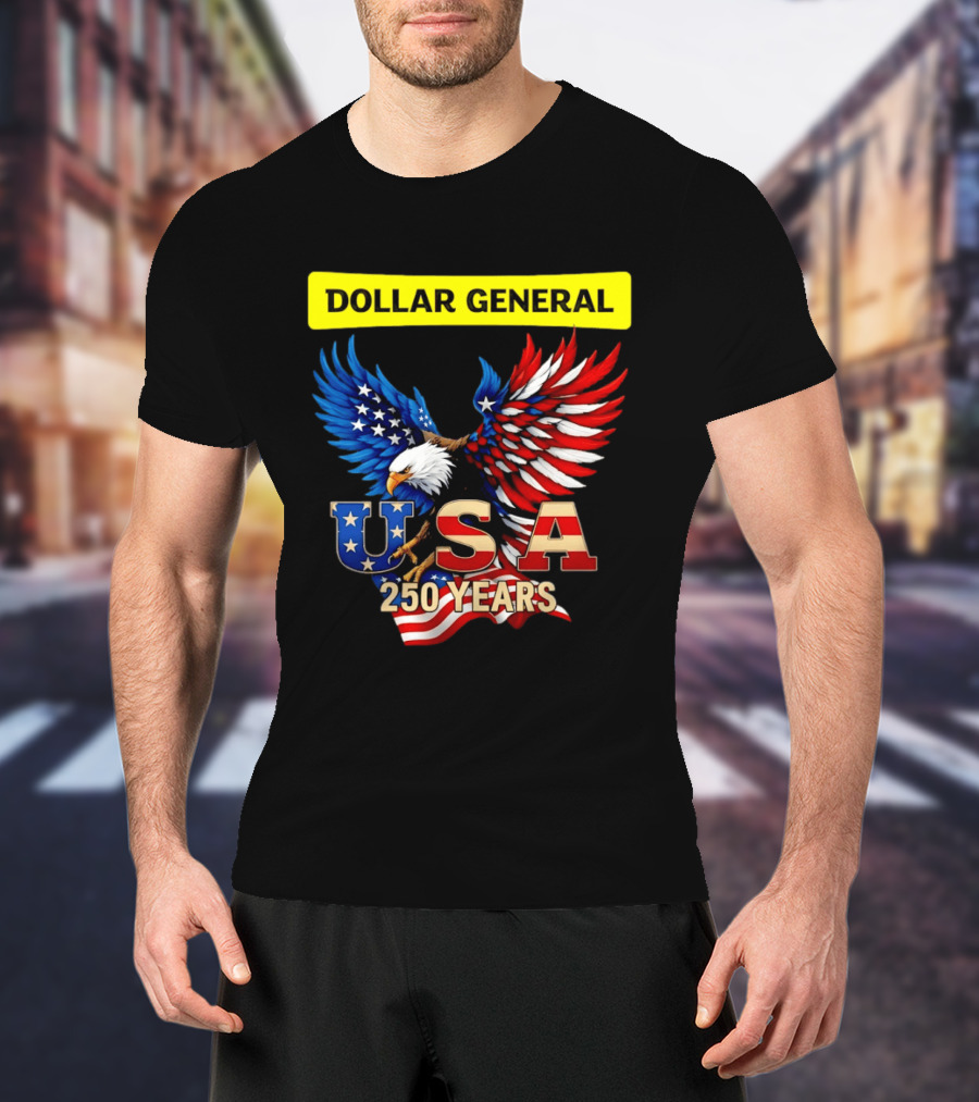 Dollar General Eagle USA 250 Years Of America Flag T-Shirt