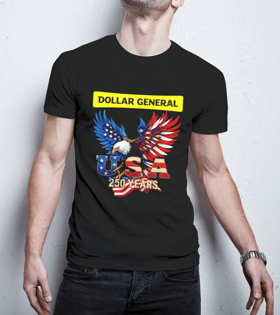 Dollar General Eagle USA 250 Years Of America Flag T-Shirt