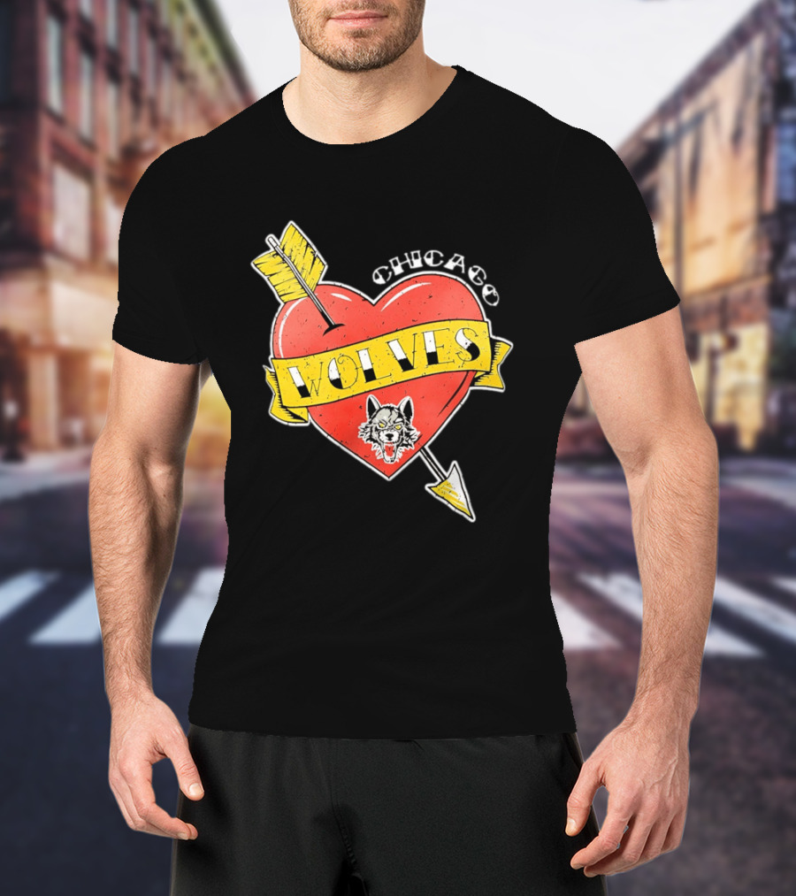 Chicago Wolves Heart Arrow Banner T-Shirt