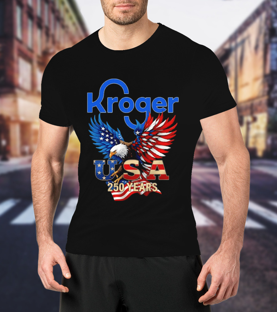 Kroger Eagle USA 250 Years American Flag T-Shirt