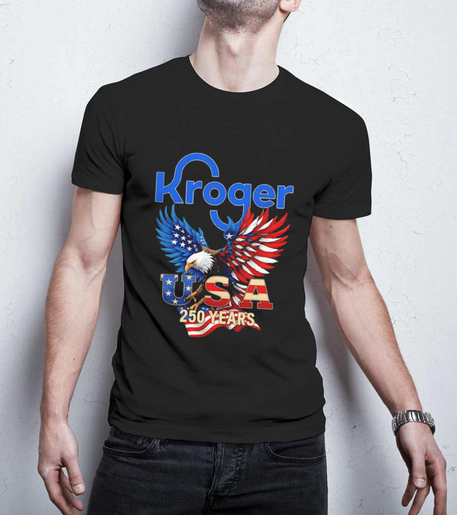 Kroger Eagle USA 250 Years American Flag T-Shirt