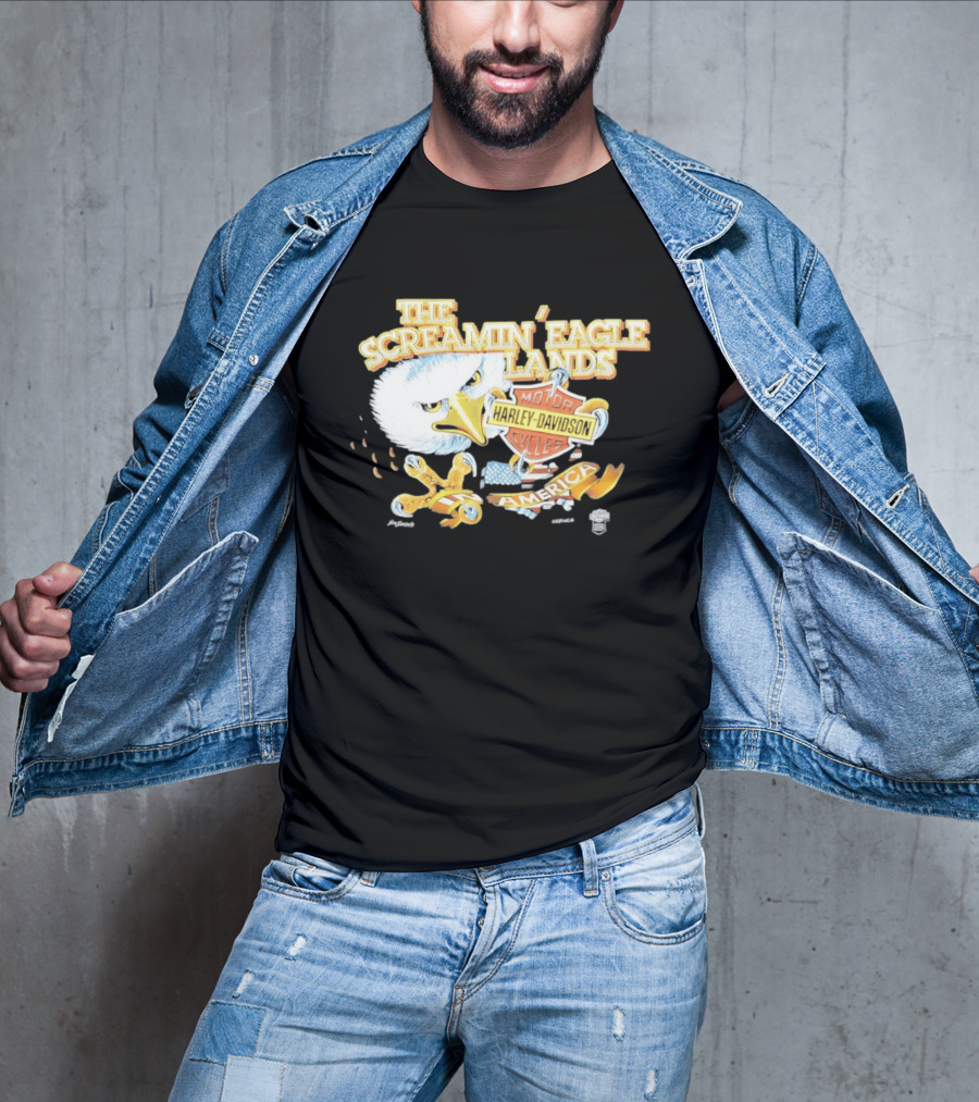 The Screamin' Eagle Lands Harley Davidson Motor Cycles America T-Shirt