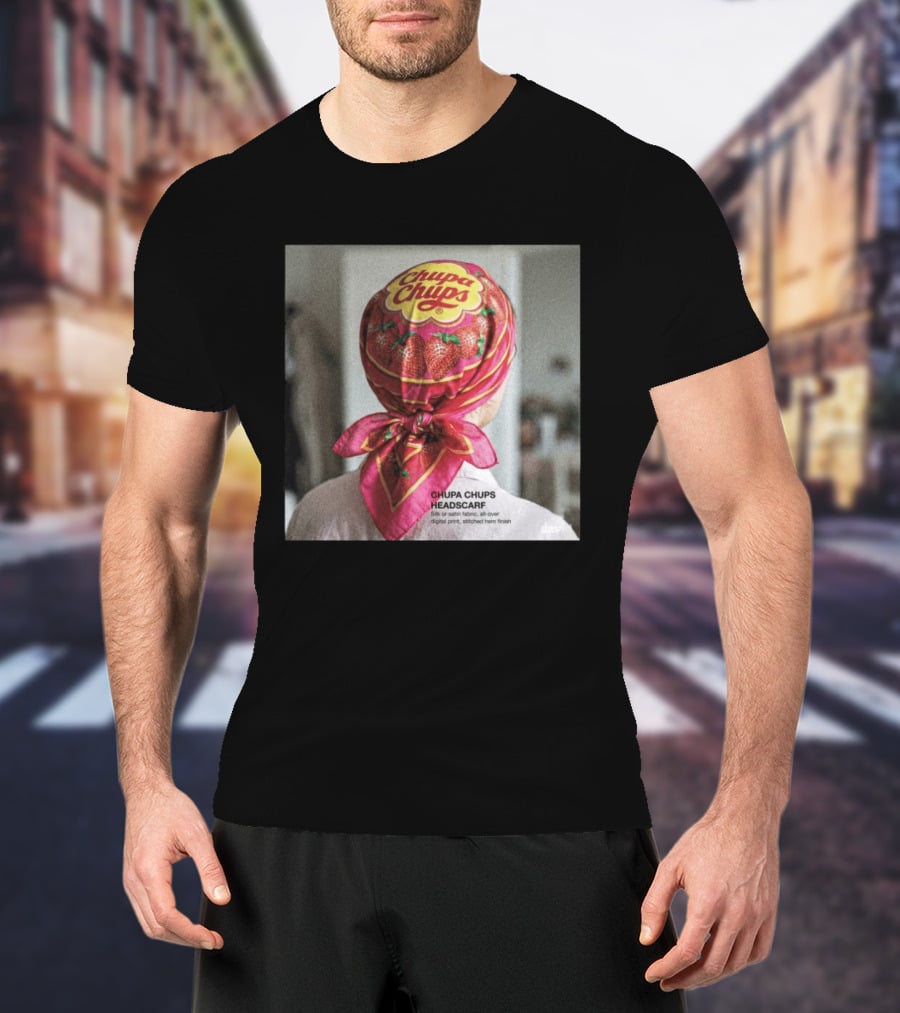 Chupa Chups Headscarf Strawberries Silk Satin Digital Print T-Shirt