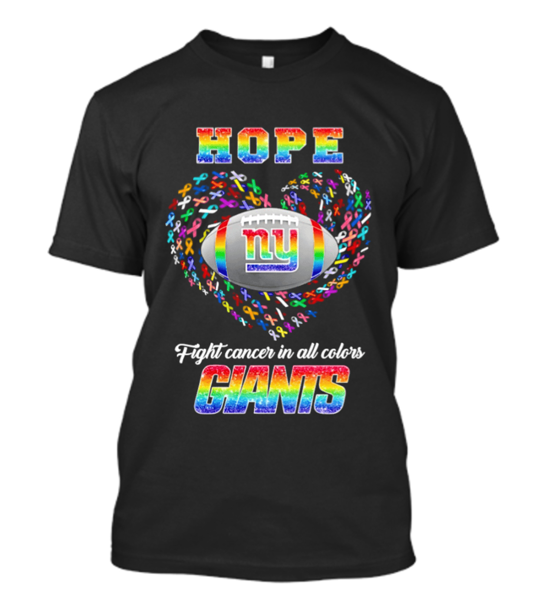 Hope Fight Cancer In All Colors New York Giants Rainbow T-Shirt