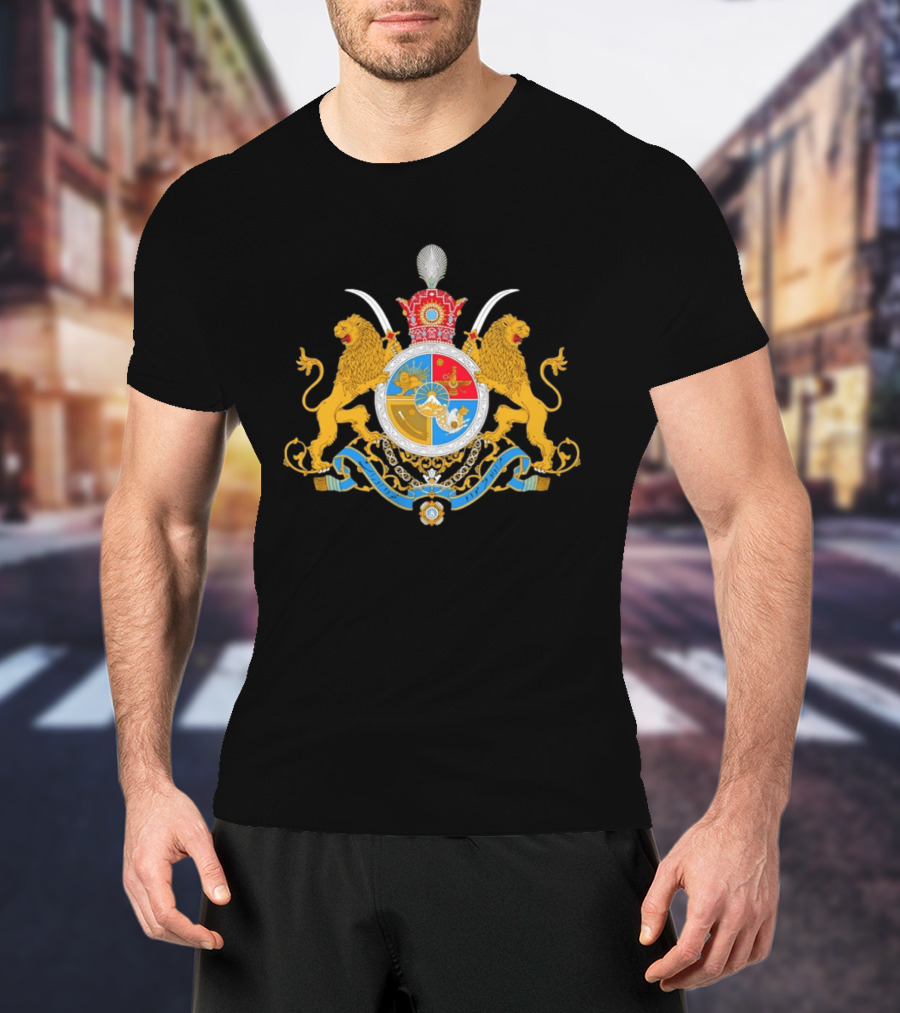 Imperial Lion And Crown Emblem Of Iran Dual Sword Legacy T-Shirt