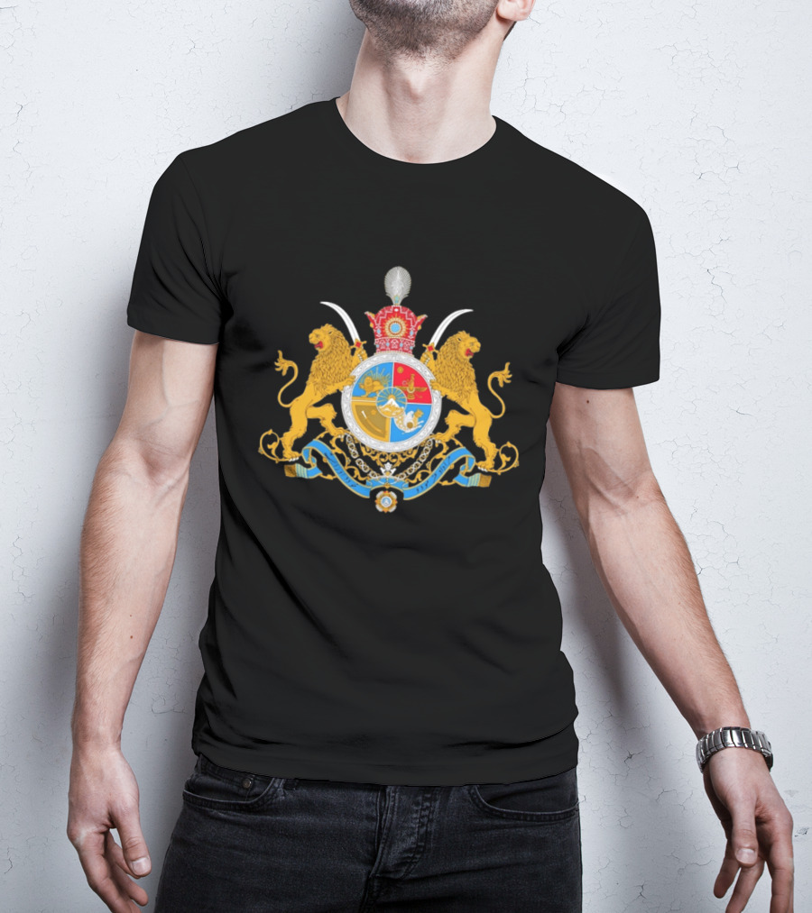 Imperial Lion And Crown Emblem Of Iran Dual Sword Legacy T-Shirt