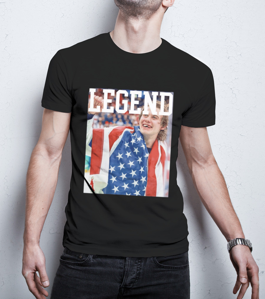 Men's Hockey USA Jack Hughes Legend American Flag Victory Celebration T-Shirt