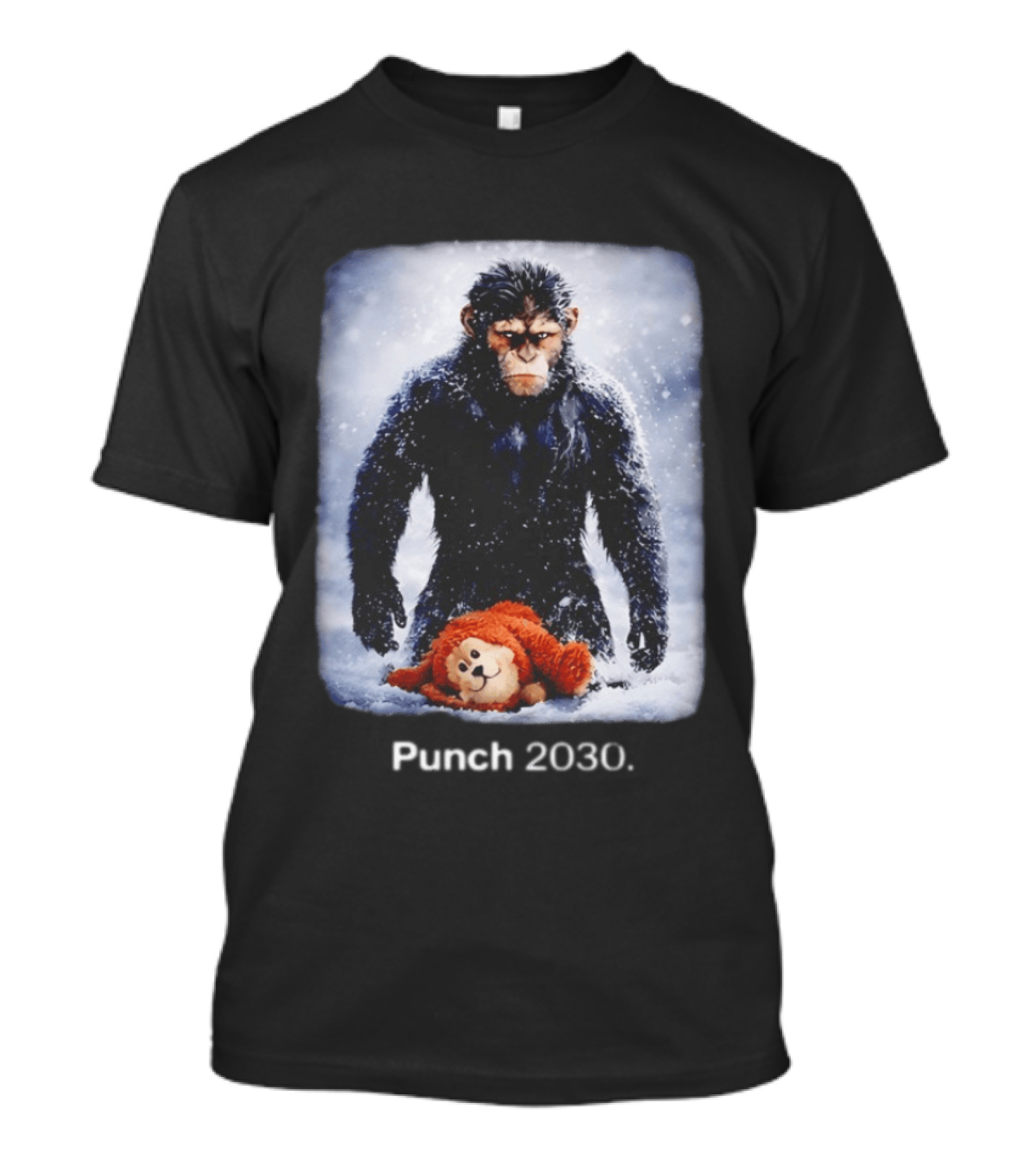 Punch 2030 Ape With Toy Snow Scene T-Shirt