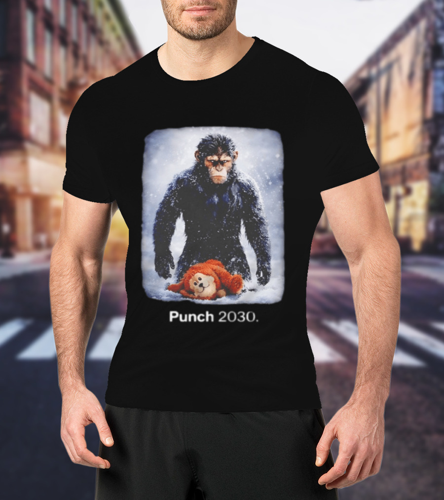 Punch 2030 Ape With Toy Snow Scene T-Shirt