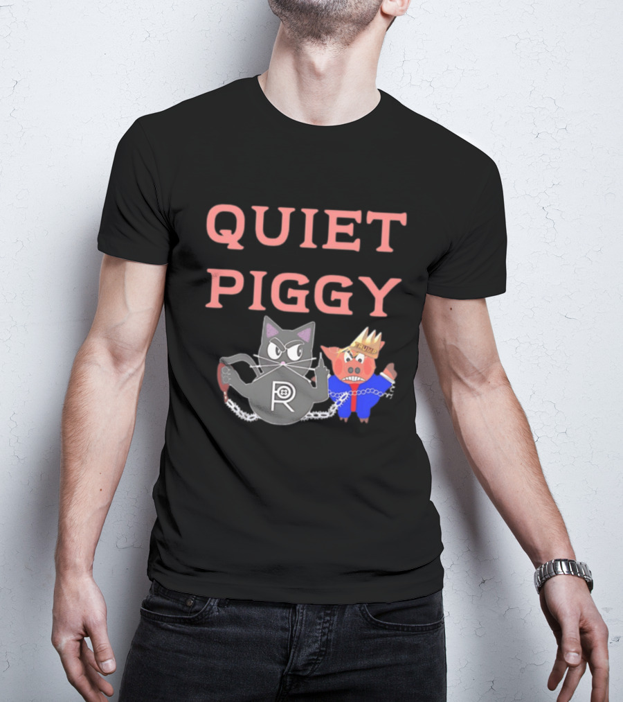 Quiet Piggy Cat Icon With Crowned Pig T-Shirt