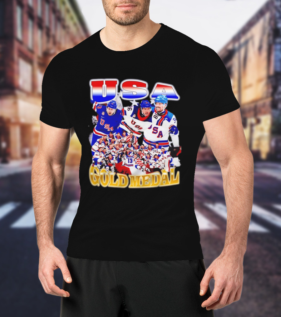 USA Gold Medal Team Vintage Bootleg Throwback T-Shirt