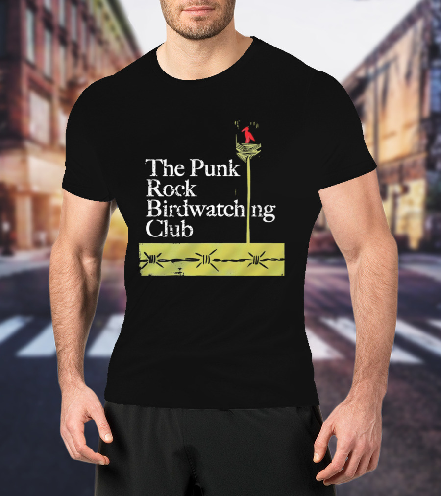 The Punk Rock Bird Ing Club Red Bird Perched On Column T-Shirt