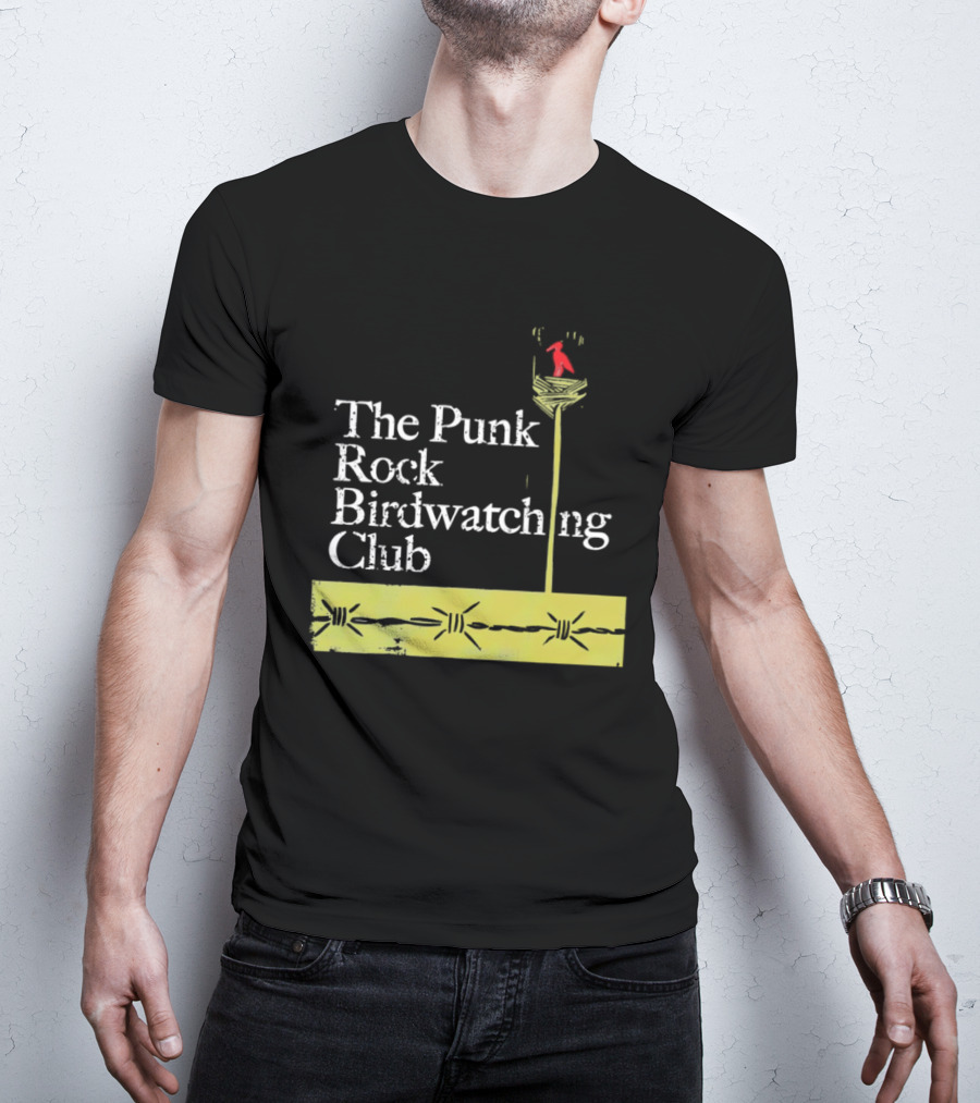 The Punk Rock Bird Ing Club Red Bird Perched On Column T-Shirt