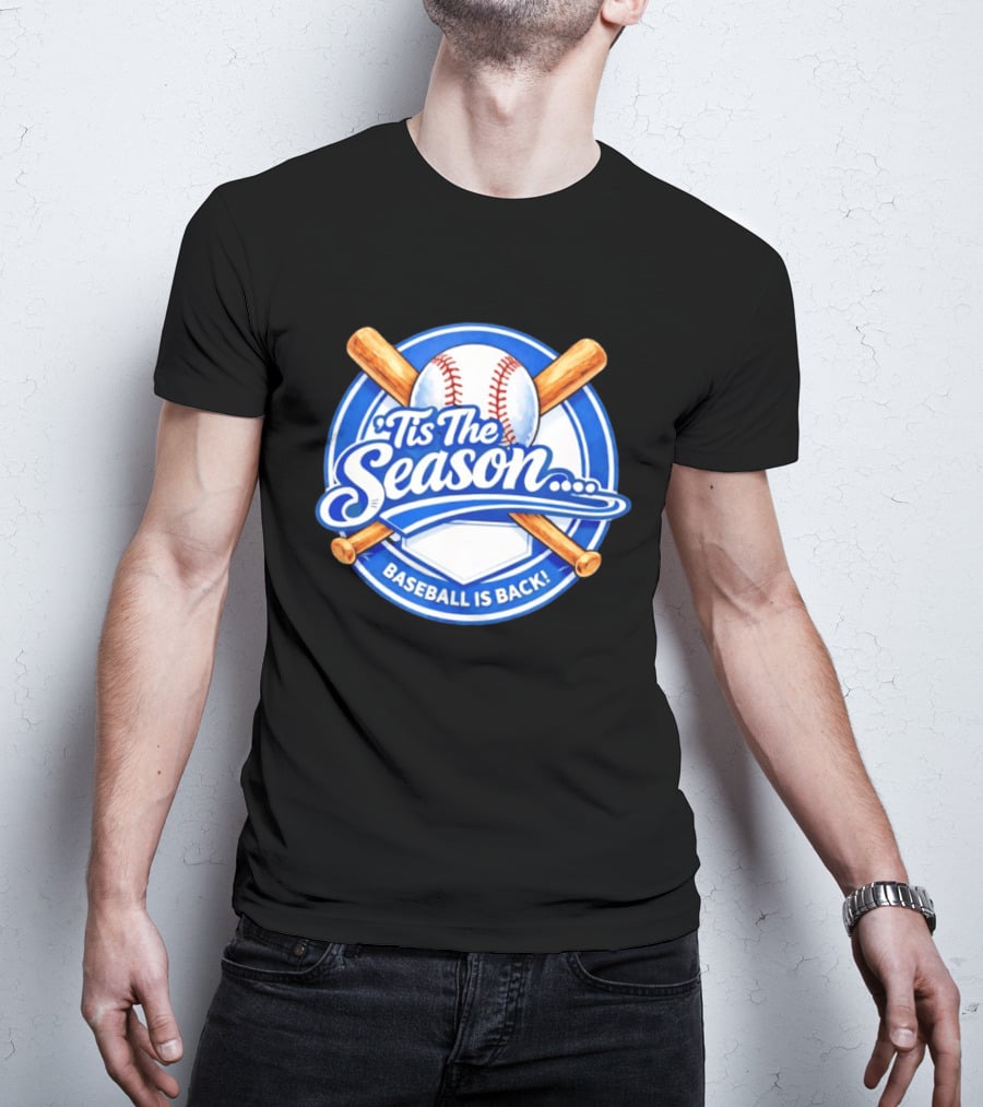 Tis The Season Baseball Is Back Baseball Bats And Ball Circle T-Shirt
