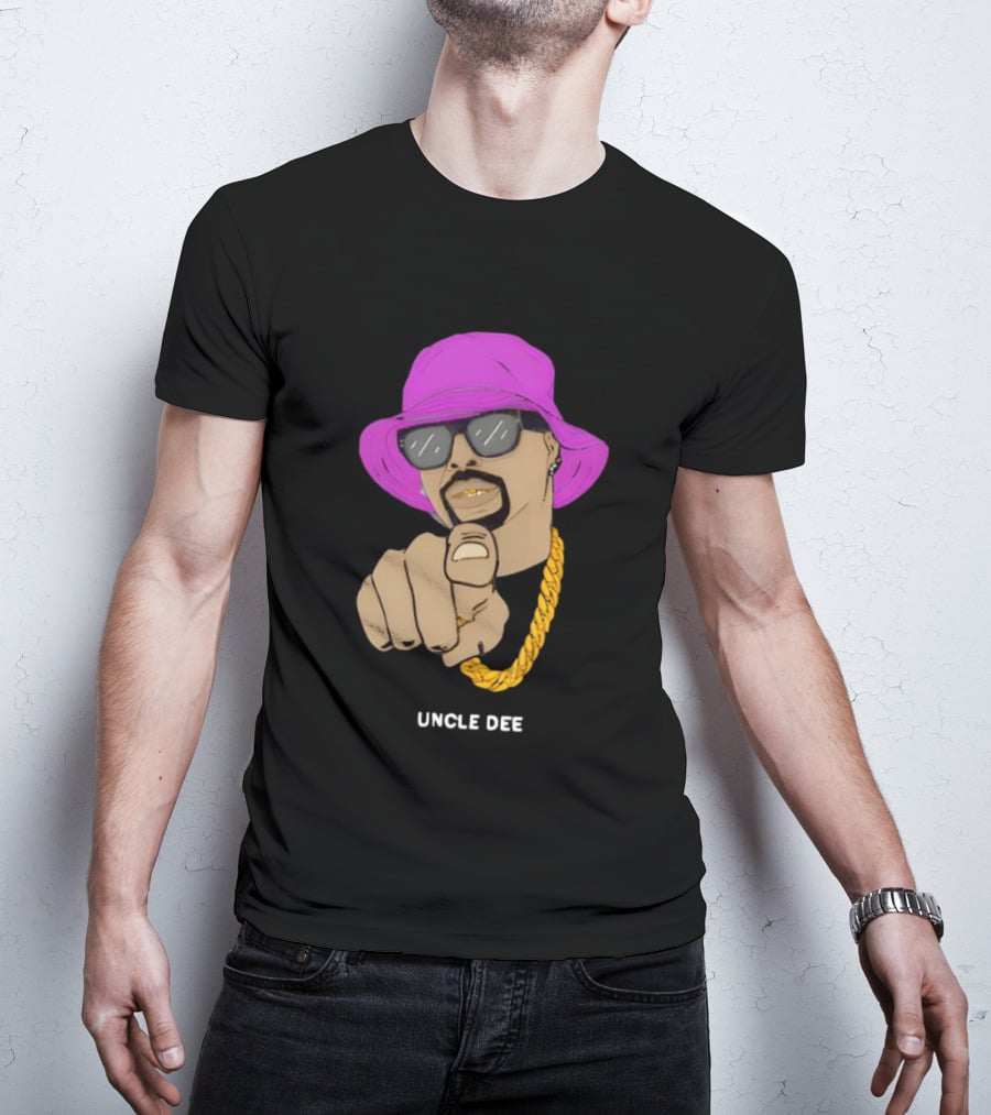 UNCLE DEE Finger Pointing Sunglasses Chain Purple Hat T-Shirt