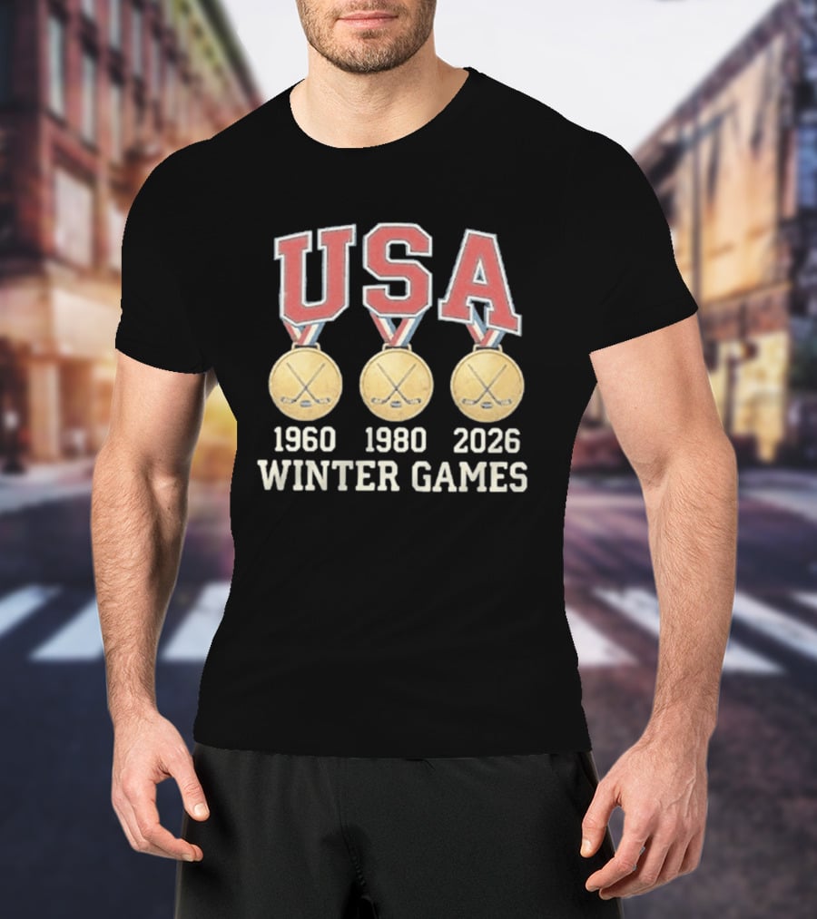 USA Hockey Winter Games Gold Medals 1960 1980 2026 T-Shirt