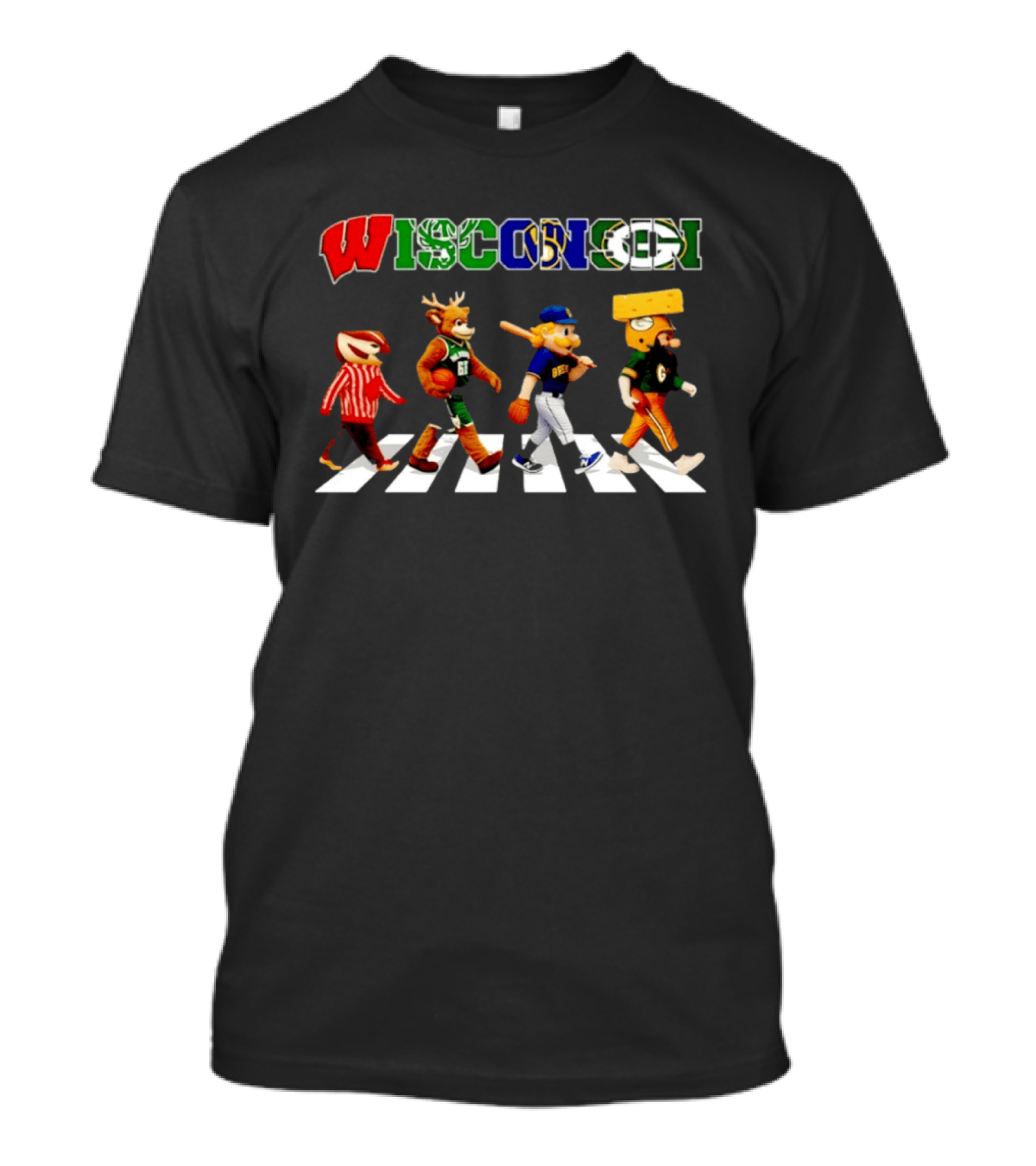 Wisconsin Milwaukee Bucks Brewers Green Bay Packers Sports Mascot Parade T-Shirt